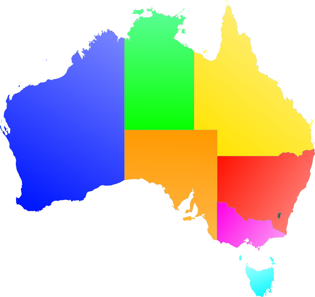 澳大利亚,彩色,地图,特写,分开,相互,区域,层次图片
