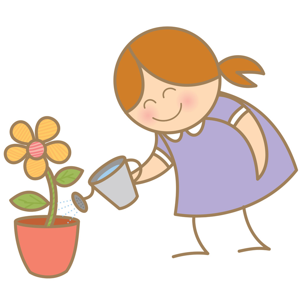 女孩在花园里用软管浇花照片摄影图片_ID:140739714-Veer图库