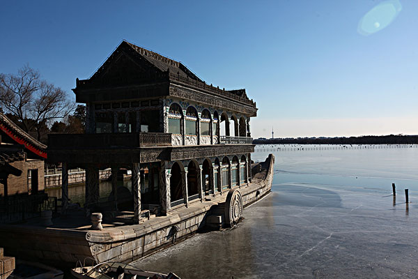 石舫,石船,昆明湖,颐和园,中国,北京,全景,风景,