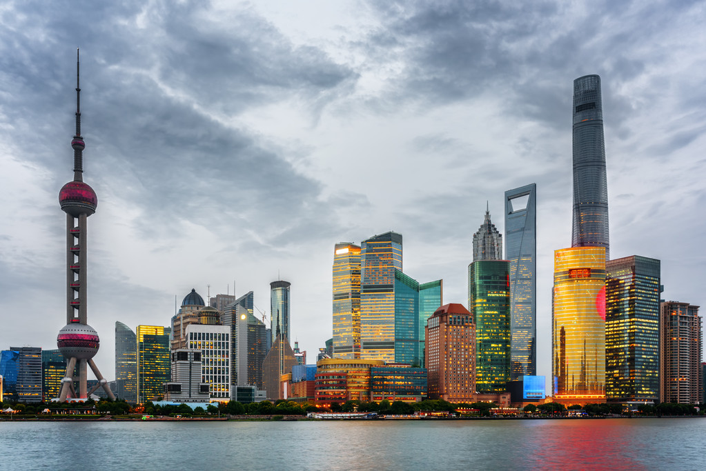 晚间,风景,浦东,天际线,上海,中国,摩天大楼,市区,塔,世界金融中心