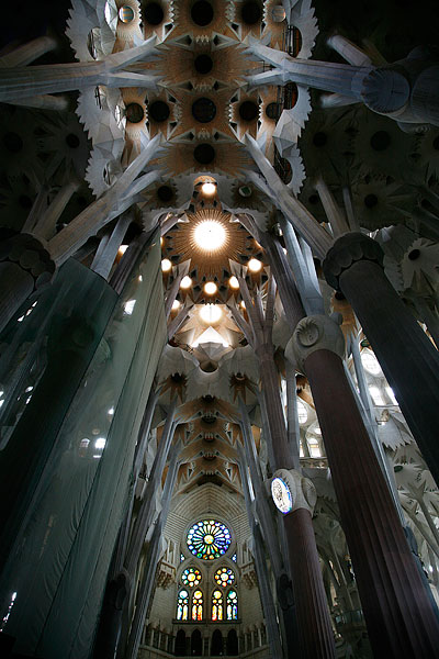 西班牙巴塞罗那高迪风格圣家堂--天主教教堂内