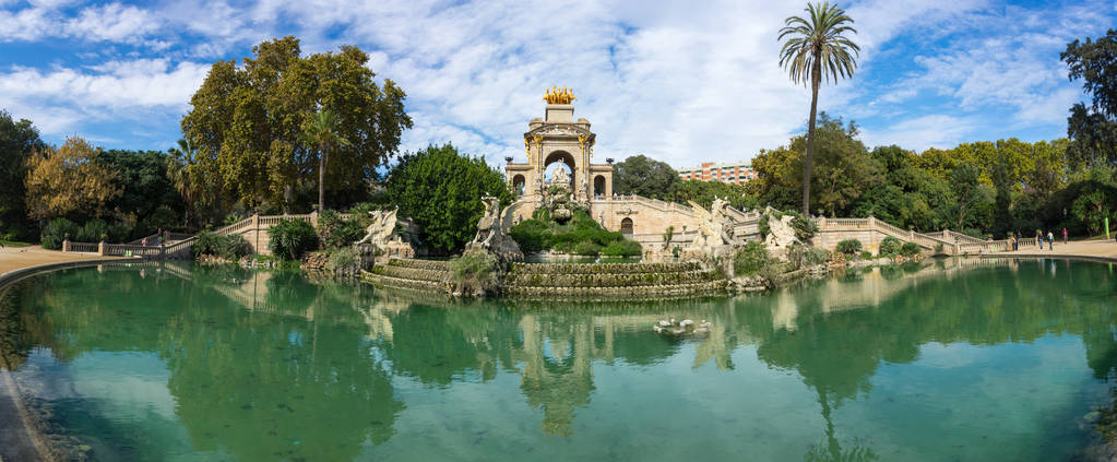 喷泉,城堡,公园,风景,城市,巴塞罗那,加泰罗尼亚,西班牙