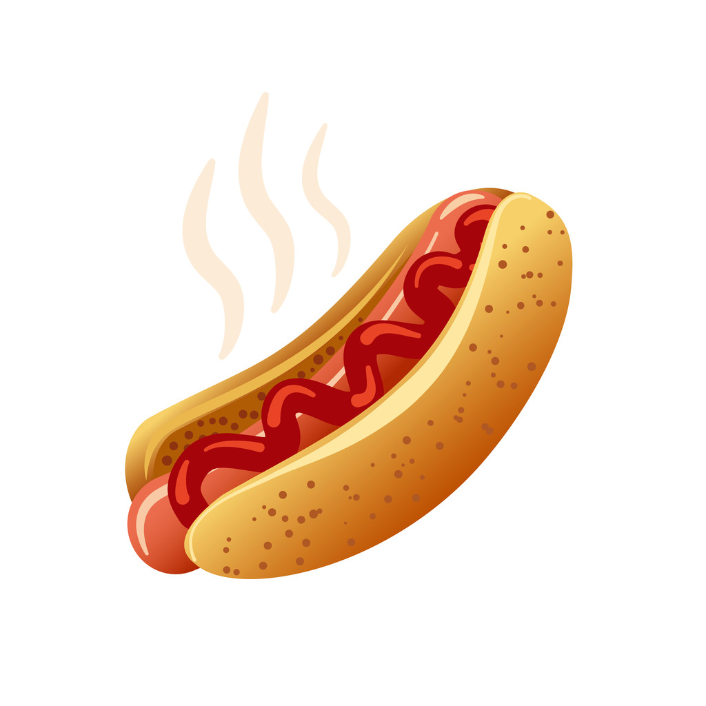 可爱的大热狗卡通食物概念孤立插画图片素材_ID:428031952-Veer图库